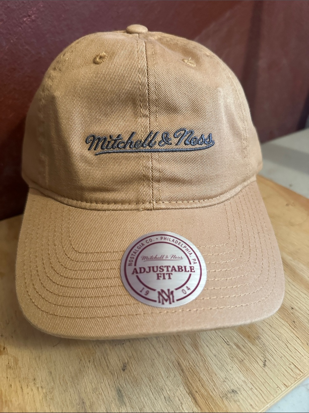 Tan Dad hat strap back cap Mitchell & Ness new adjustable